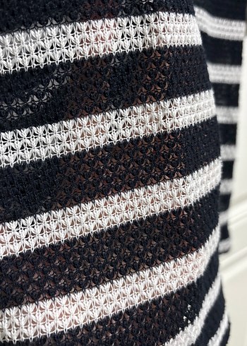 Lacivert Çizgili Salaş Triko bluz - Görsel 3