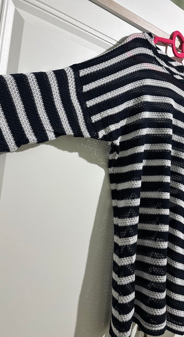 Lacivert Çizgili Salaş Triko bluz - Görsel 2