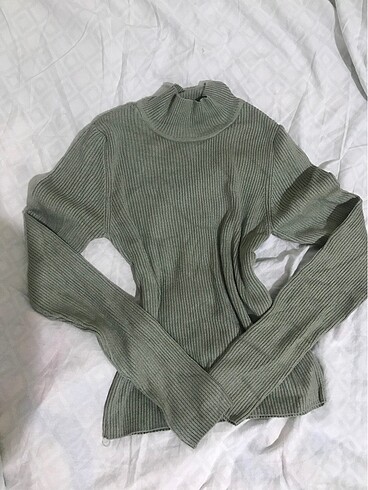 Pull and Bear vintage yeşil bluz