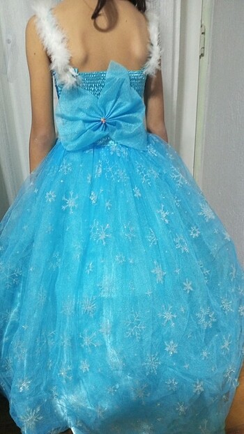8 Yaş Beden mavi Renk Elsa çocuk elbisesi 