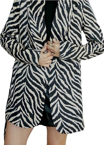 36 Beden Zebra Saten Blazer