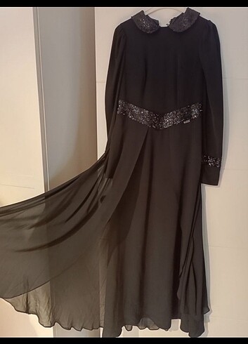 Armine Siyah şifon abiye elbise