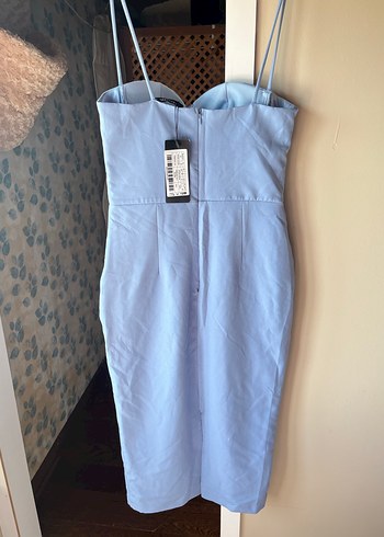 Mavi Straplez Midi Abiye Elbise - Görsel 6