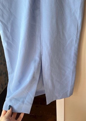 Mavi Straplez Midi Abiye Elbise - Görsel 5