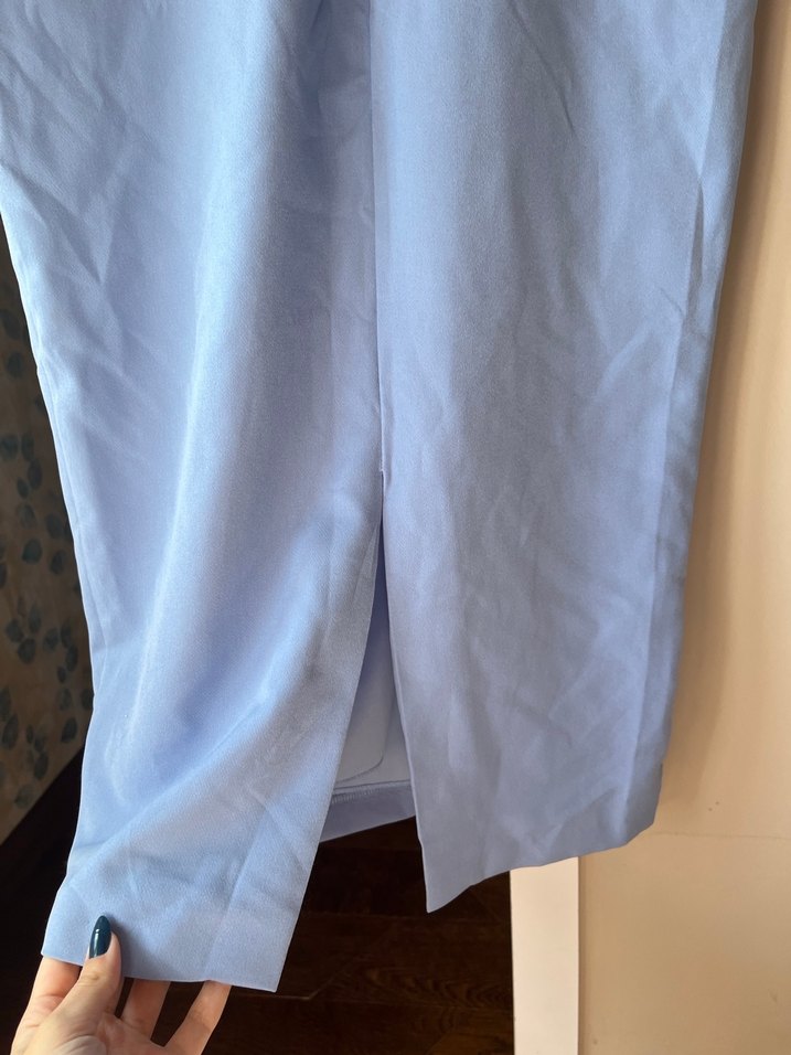 Mavi Straplez Midi Abiye Elbise - Görsel 5