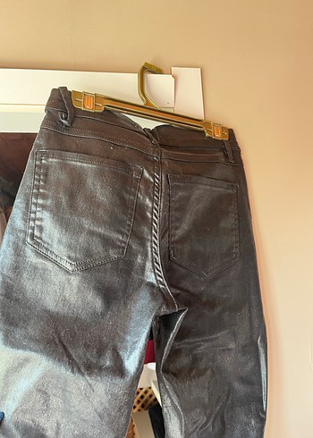 Kadın siyah deri Denim Pantolon - Görsel 4