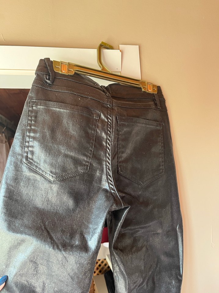 Kadın siyah deri Denim Pantolon - Görsel 4