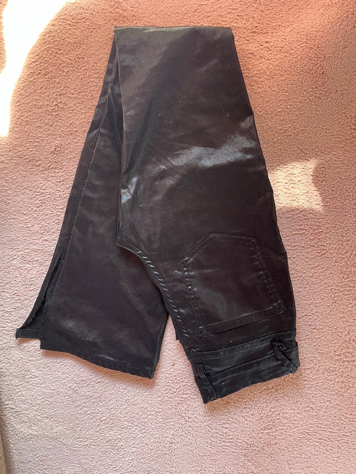 Kadın siyah deri Denim Pantolon - Görsel 5