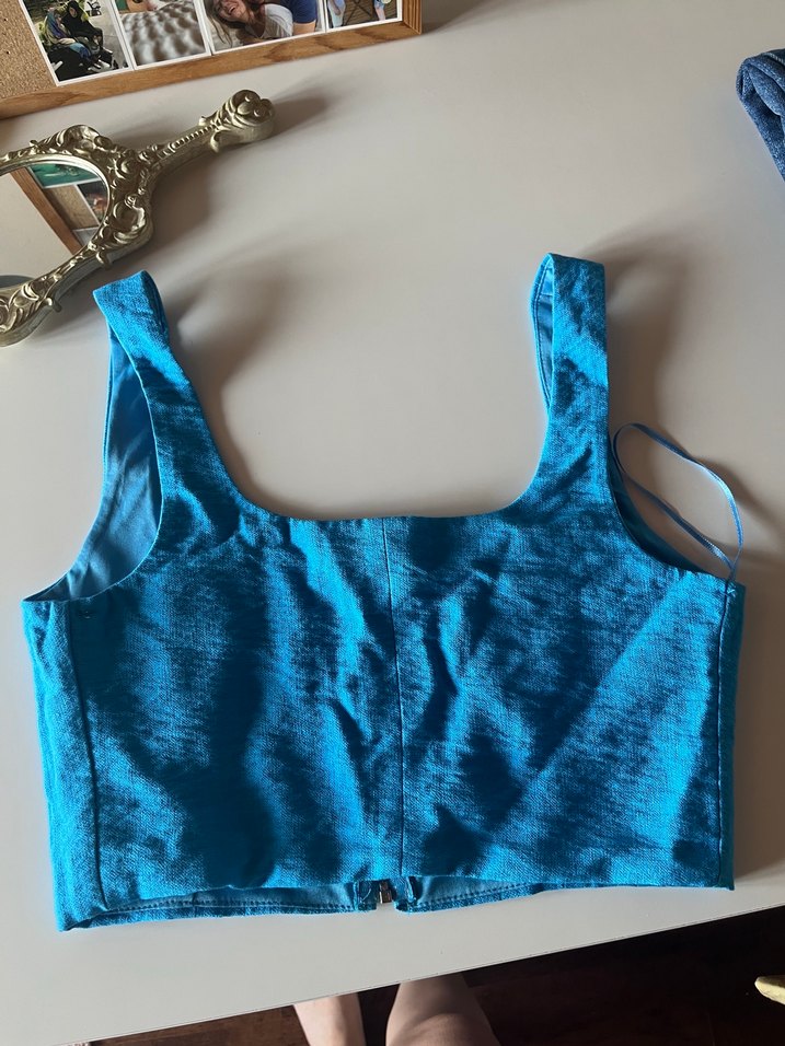 Mavi Parlak Fermuarlı Atlet Bustiyer - Görsel 2