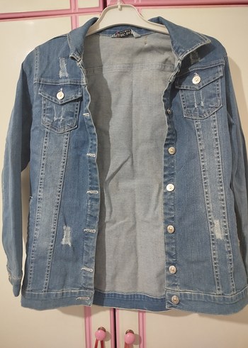 Düğmeli Mavi Kadın Denim Ceket - Görsel 3