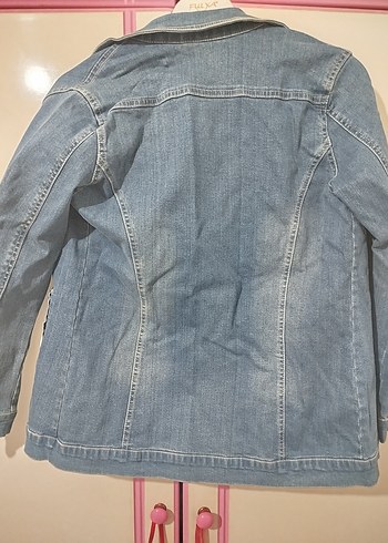 Düğmeli Mavi Kadın Denim Ceket - Görsel 4