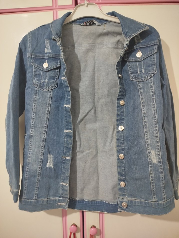 Düğmeli Mavi Kadın Denim Ceket - Görsel 3