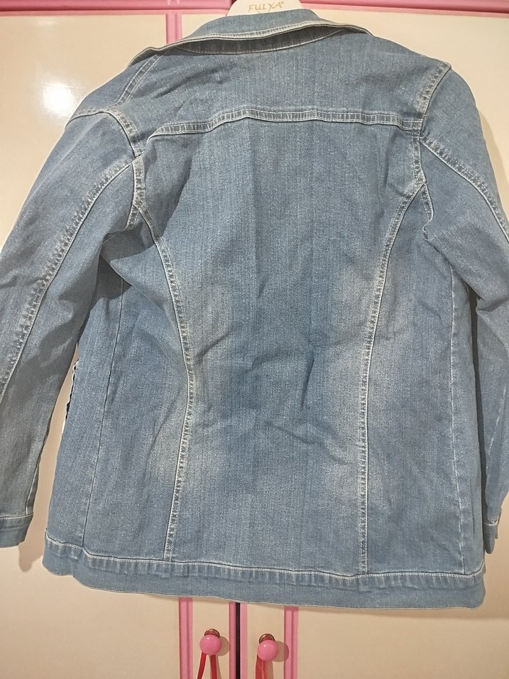 Düğmeli Mavi Kadın Denim Ceket - Görsel 4