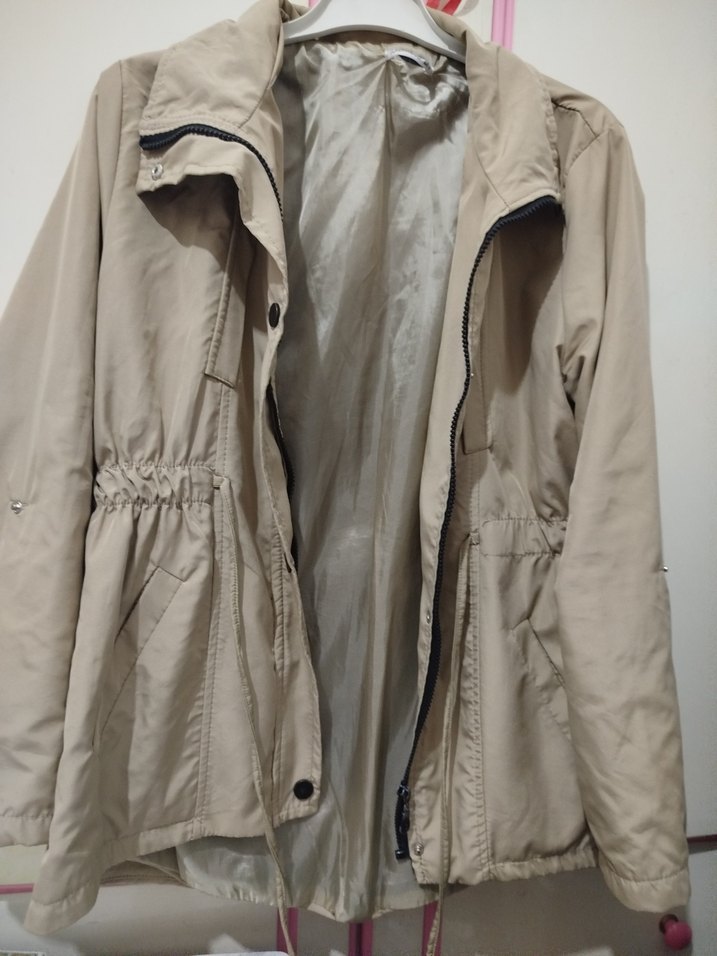 Bej Düğmeli Midi Kadın Ceket - Görsel 3