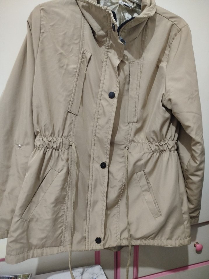 Bej Düğmeli Midi Kadın Ceket - Görsel 2