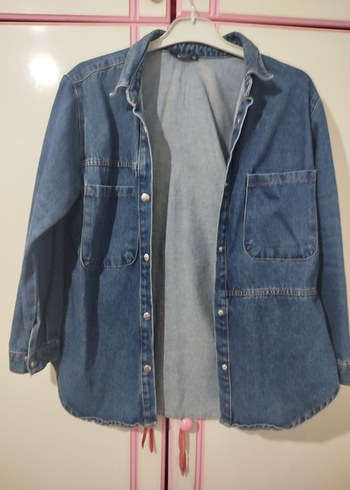 Düğmeli Mavi Kadın Denim Ceket - Görsel 3