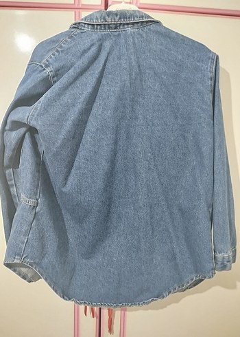 Düğmeli Mavi Kadın Denim Ceket - Görsel 4