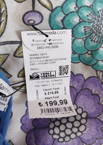 Mavi Uzun Kollu Keten Tunik - Görsel 5