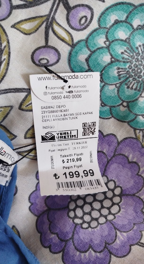 Mavi Uzun Kollu Keten Tunik - Görsel 5