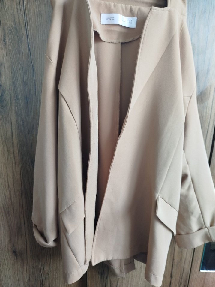 Bej Süet Düğmeli Kadın Blazer Ceket - Görsel 3