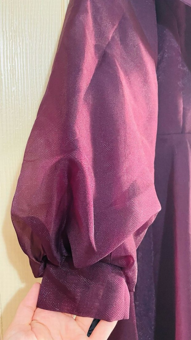 Mor Vintage Uzun Kollu Kadın Elbise - Görsel 3