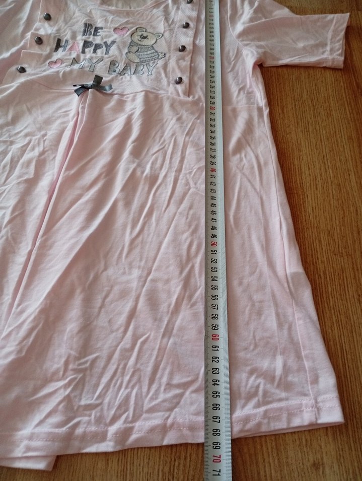 Pembe Düğmeli Hamile Tişörtü - Görsel 4