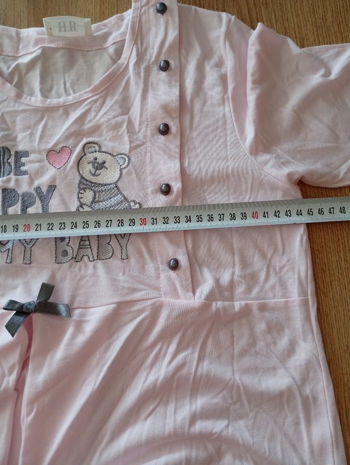 Pembe Düğmeli Hamile Tişörtü - Görsel 5