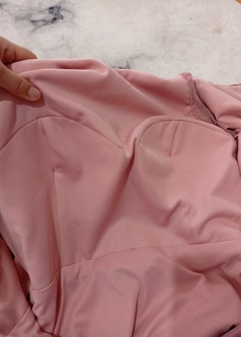 Nakışlı Pembe Uzun Abiye Elbise - Görsel 7