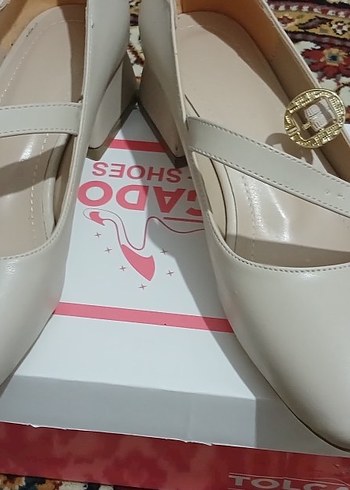 Bej Tokalı Kadın Topuklu Ayakkabı - Görsel 2