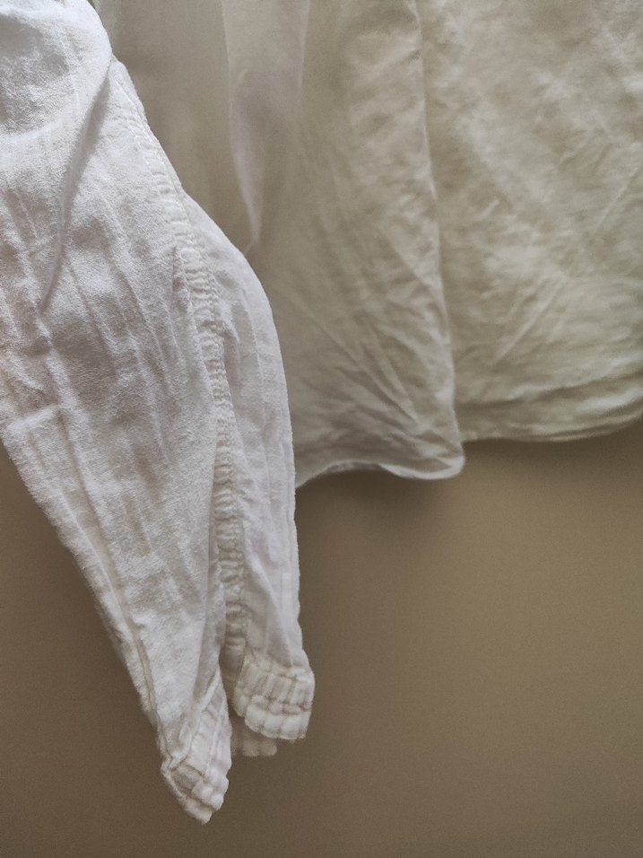 H&M Kız Çocuk 13/14 Yaş Beyaz Keten Uzun Kollu Gömlek - Görsel 5
