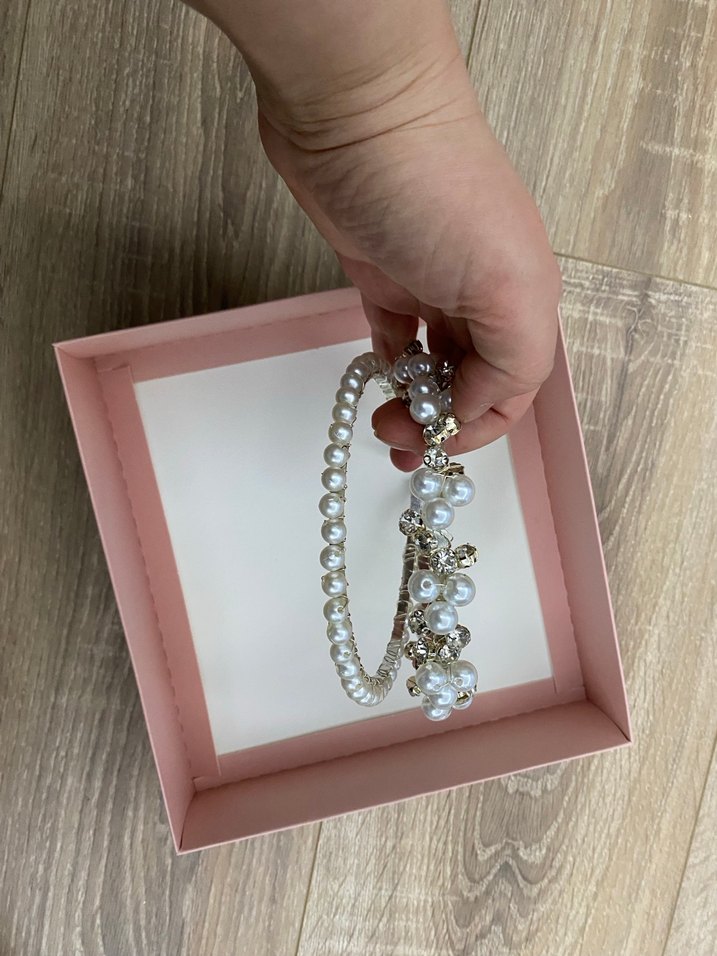 İnci ve Boncuk Detaylı Beyaz Saç Aksesuarı - Görsel 2