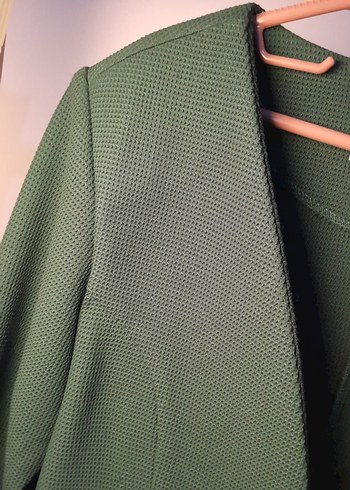 Koyu Yeşil Düğmeli Kadın Blazer Ceket - Görsel 2