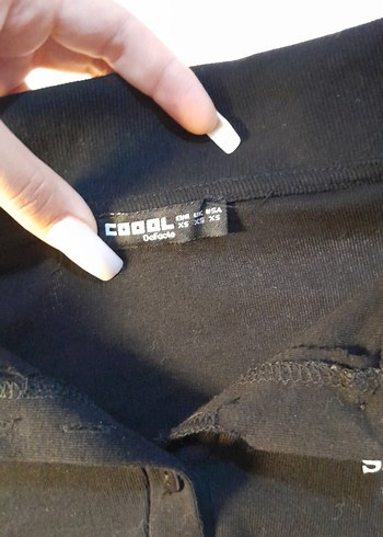 Siyah Polo Yaka crop - Görsel 3