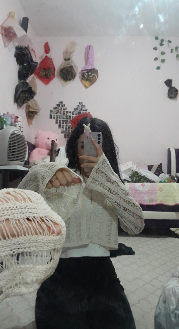 Bohem Tarz Beyaz Örgü Boğazlı Kadın Kazak - Görsel 2