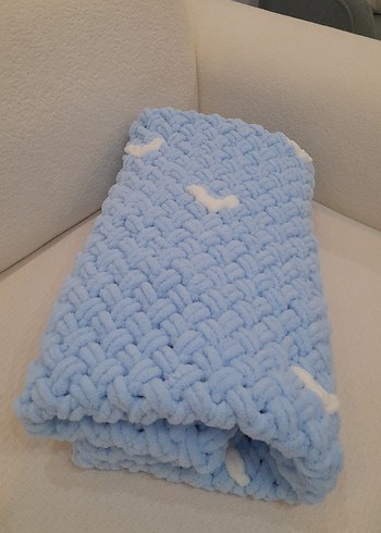 Mavi Örgü Çocuk Battaniyesi - Görsel 2