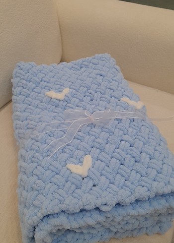 Mavi Örgü Çocuk Battaniyesi - Görsel 4