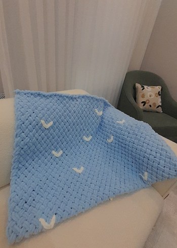 Mavi Örgü Çocuk Battaniyesi - Görsel 3