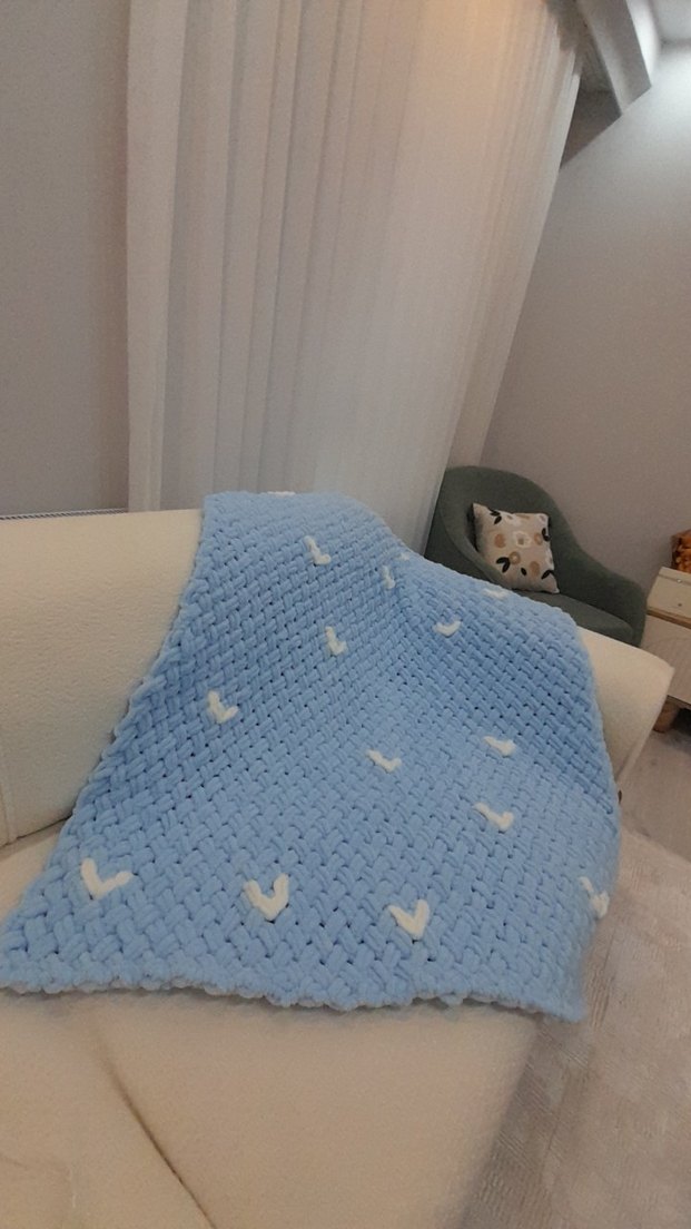 Mavi Örgü Çocuk Battaniyesi - Görsel 5