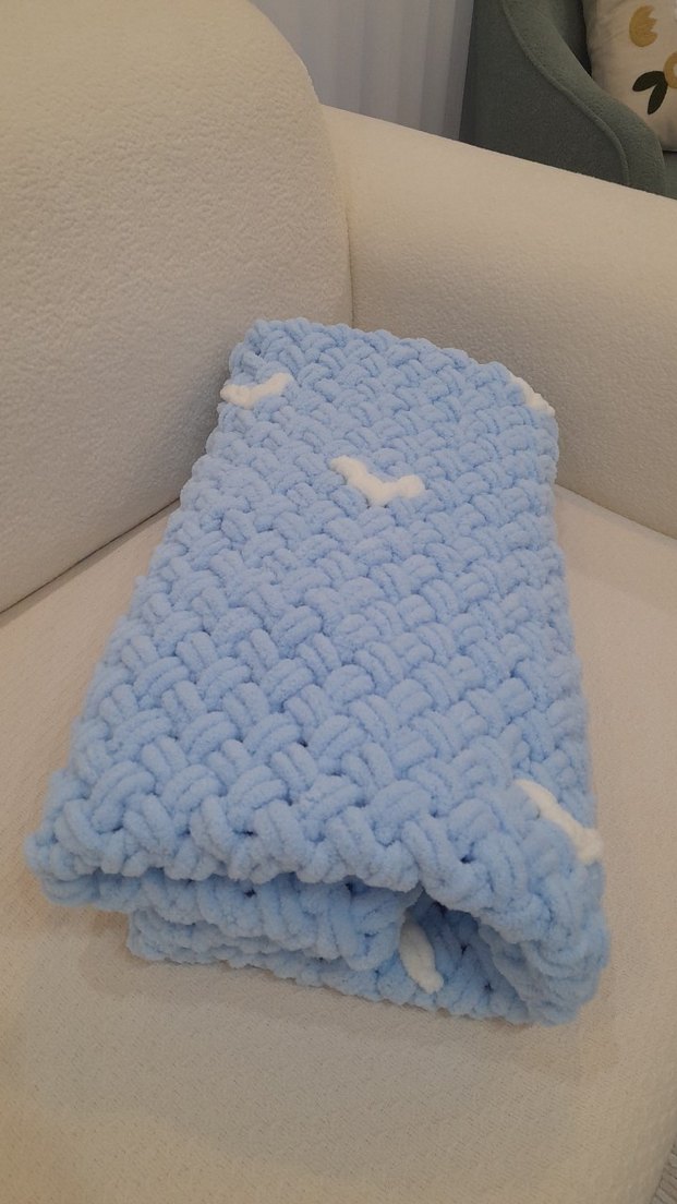 Mavi Örgü Çocuk Battaniyesi - Görsel 2