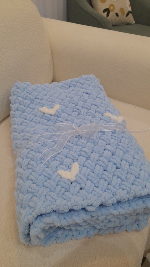 Mavi Örgü Çocuk Battaniyesi - Görsel 4