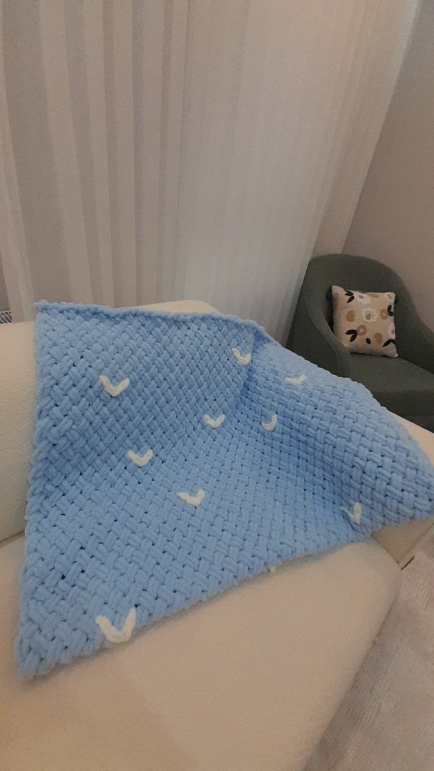 Mavi Örgü Çocuk Battaniyesi - Görsel 3