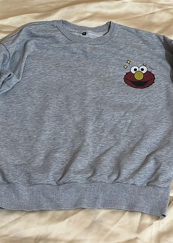 Gri karikatür baskılı sweatshirt - Görsel 2