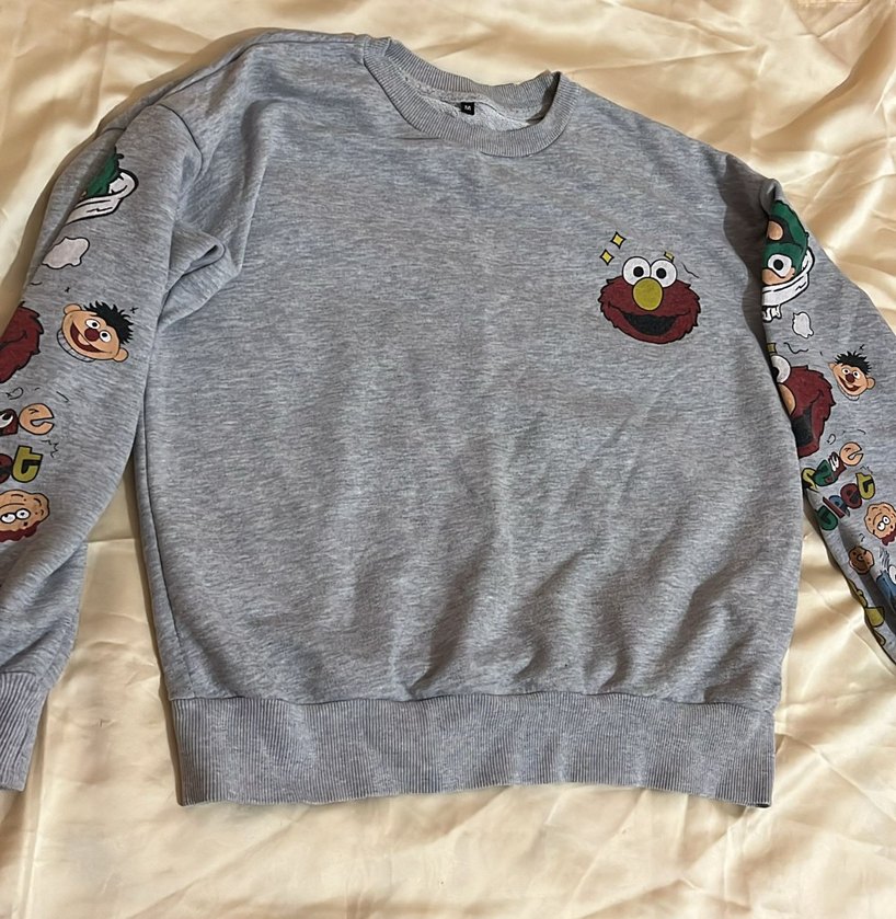 Gri karikatür baskılı sweatshirt - Görsel 3