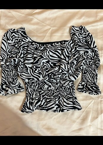 Zebra Desenli Uzun Kollu Kadın Bluz - Görsel 2