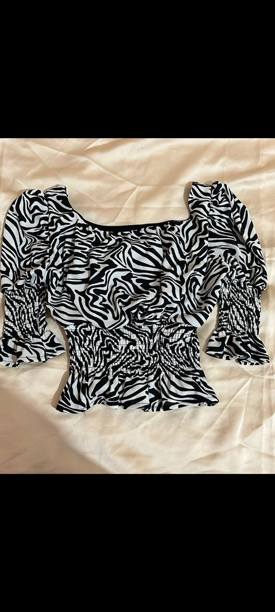 Zebra Desenli Uzun Kollu Kadın Bluz - Görsel 2