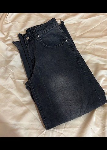 Siyah Salaş Midi Denim Kadın Jean - Görsel 2