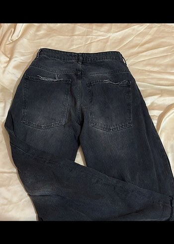 Siyah Salaş Midi Denim Kadın Jean - Görsel 4