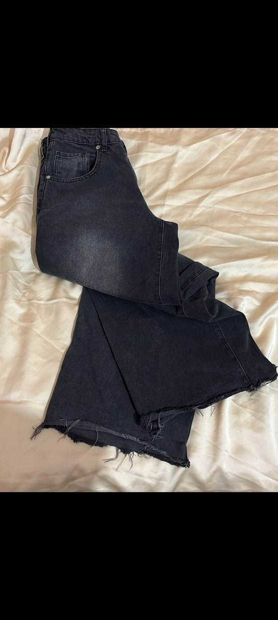 Siyah Salaş Midi Denim Kadın Jean - Görsel 3