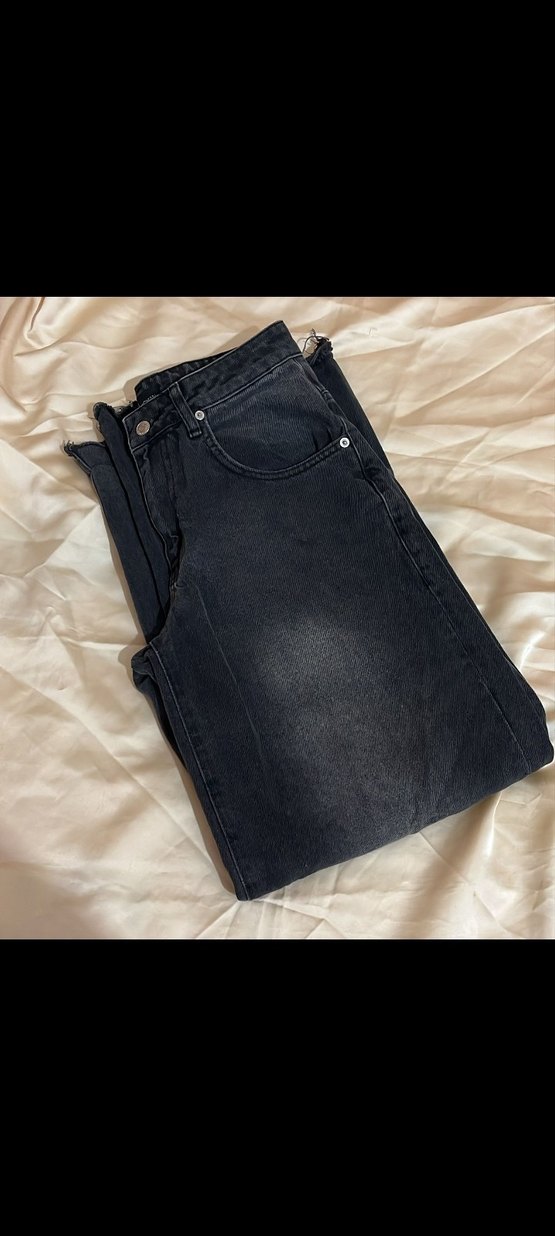 Siyah Salaş Midi Denim Kadın Jean - Görsel 2