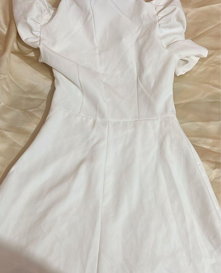 Düğmeli Kısa Kollu Midi Keten Elbise - Görsel 2